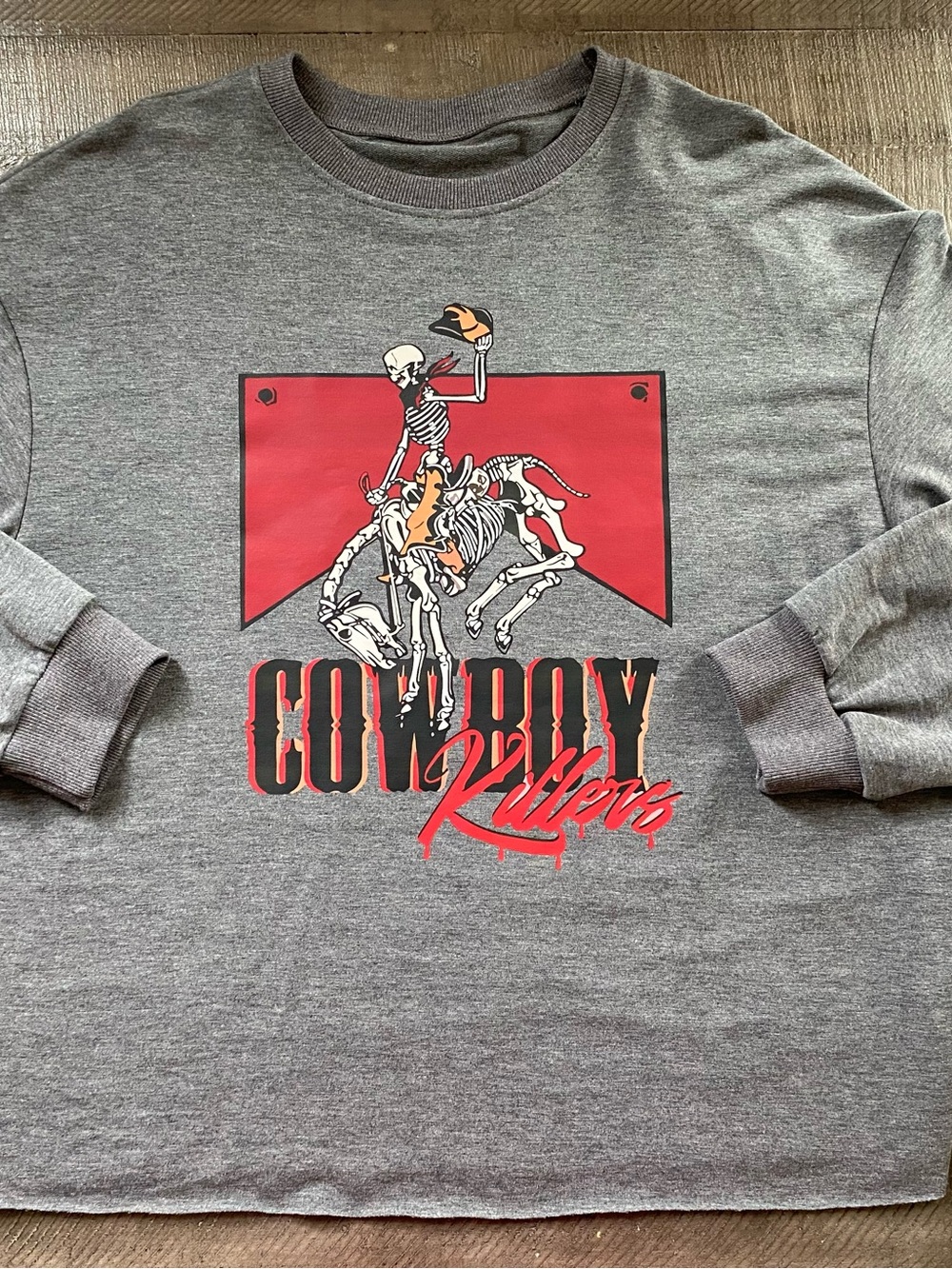 “Cowboy Killers” Graphic Crewneck Long Sleeve T-Shirt Men’s Size XL Western Tee